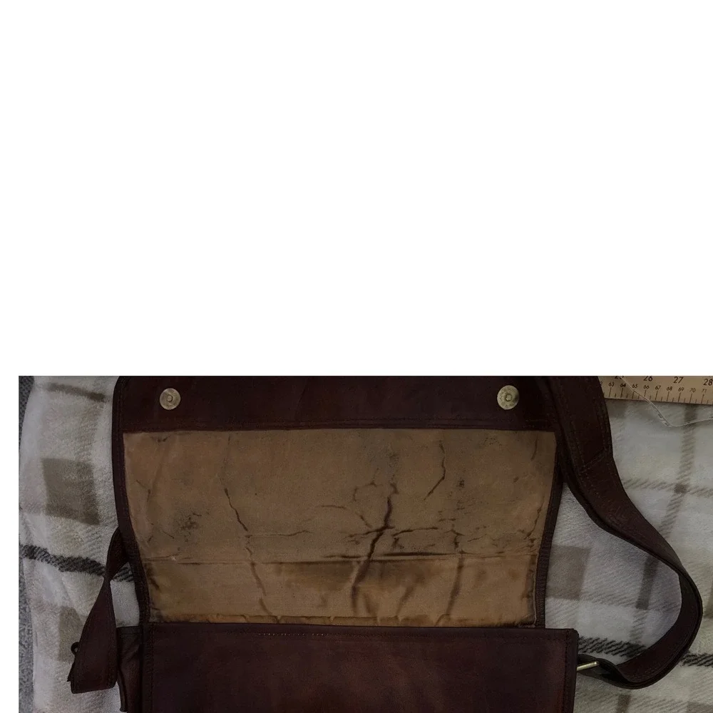 Urban Leather Messenger Bag Dark Brown Full Grain Leather Adjustable Strap